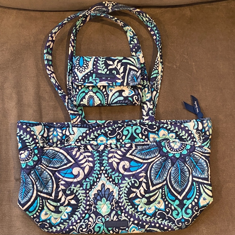 Vera Bradley Floral Blue and Green Tote
